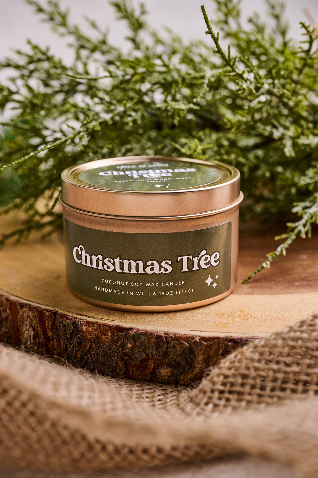 Christmas Tree Wooden Wick Tin | Holiday 2024